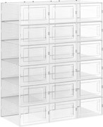 Organizator pentru pantofi MARI, 18 compartimente, transparent/albă SongmicsHome