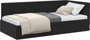 vidaXL Cadru de pat colțar cu headboard Negru 90 cm x 200 cm Catifea