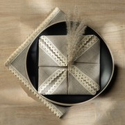 Set de șervețele din in cu dantelă 4 buc.