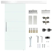 HOMCOM, usa glisanta din sticla securizata satinata, 90x205 cm | Aosom Romania