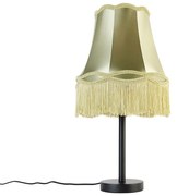 Lampa de masa clasica neagra cu abajur bunic verde 30 cm - Simplo