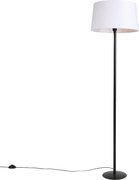 Lampă de podea neagră cu abajur din in alb 45 cm - Simplo