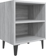 vidaXL Noptieră cu picioare metalice, sonoma gri, 40x30x50 cm