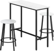 HOMCOM Set Masă și 2 Scaune de Bar din PAL, MDF și Oțel, 100x40x90 cm, Alb și Negru | Aosom Romania