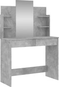 vidaXL Masă de toaletă cu oglindă, gri beton, 96x39x142 cm
