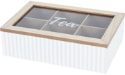 Cutie pentru pliculețe de ceai Stripes alb, 24 x 7x 16 cm