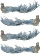 Păun albastru cu clips, 25 x 8 x 6 cm, set 4 buc.