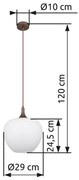 Lustră pe cablu MAXY 1xE27/60W/230V alb/maro Globo 15548H1C
