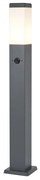 Lampă de exterior gri închis cu sticlă opal 80cm IP44 cu priză și senzor de mișcare - Malios