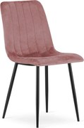 Roz scaun bucatarie LAVA din catifea cu picioare negre