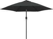 vidaXL Umbrelă de soare exterior cu LED & stâlp de oțel antracit 300cm
