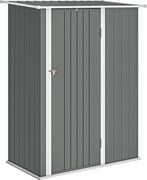 Outsunny Depozit de Grădină 1.07m² din Oțel Zincat, Depozit pentru Unelte cu Ușă Blocabilă și Acoperiș Înclinat, 142x86x189 cm, Gri Deschis | Aosom Romania