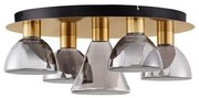 Plafoniera cu 5 spoturi LED, Metal, Sticla, Fumuriu, Voi