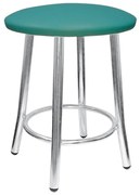 Scaun de tip taburet Teddy Chrome, turcoaz, piele ecologica