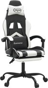 vidaXL Scaun gaming pivotant/suport picioare negru/alb piele eco