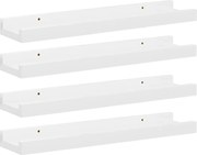 vidaXL Rafturi de perete, 4 buc., alb extralucios, 40x9x3 cm