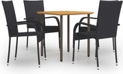 vidaXL Set mobilier de grădină, 5 piese, negru, poliratan