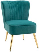 Fotoliu Modern in Stil Scandinav pentru Living, Fotoliu Captusit cu Material Catifelat pentru sufragerie 56x65,5x82,5cm Verde HOMCOM | Aosom Romania