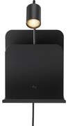 Nordlux - Lampă de perete ROOMI cu poliță, USB, 1xGU10/8W/230V negru