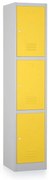 Dulap metalic - 3 cutii, 38 x 45 x 185 cm, incuietoare cilindrica, galben - ral 1023