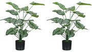 HOMCOM Set de 2 plante artificiale interioare 65 cm, arbore artificial cu ghiveci din plastic și floxare, verde | Aosom Romania