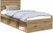 vidaXL Cadru de pat Stejar artizanal 90 x 190 cm Lemn de pin masiv