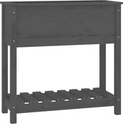 vidaXL Jardinieră cu raft, gri, 82,5x34,5x81 cm, lemn masiv de pin