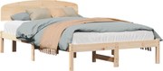 vidaXL Cadru de pat natural 135 x 190 cm Lemn de pin masiv
