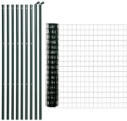 Outsunny Sârmă sudată pentru gard, plasă 7,3L x 6,3l cm, înălțime 2 m, lungime 10 m, stâlpi și picioare de forță, verde | Aosom Romania