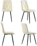 Set de 4 scaune tapițate în catifea twill pentru sala de mese cu spătar, structură din metal, 45x40x86 cm, Bej