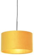 Lampă suspendată cu abajur din catifea ocru cu auriu 35 cm - Combi