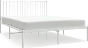 vidaXL Cadru de pat metalic cu tăblie, alb, 135x190 cm
