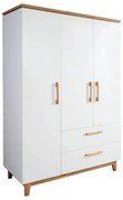 Șifonier pentru copii alb cu aspect de lemn de stejar 135x200 cm Finn – Roba