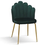 SET 4 Scaune Panna, structura metalica aurie, tapitat catifea - VERDE INCHIS - CATIFEA - AURIU - STANDARD