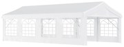 Outsunny Pavilion pentru Evenimente în Aer Liber, Cort Impermeabil pentru Petreceri și Căsătorii, Cadru din Oțel, Alb, 8x4x2.8m | Aosom Romania