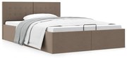 vidaXL Cadru de pat hidraulic cu ladă, gri taupe, 120 x 200 cm, textil