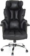 RESIGILAT- Scaun directorial cu spătar înalt și reglabil, piele ecologică, Negru