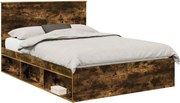 vidaXL Cadru de pat Stejar fumuriu 140 x 200 cm Lemn de pin masiv