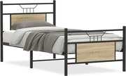 vidaXL Cadru pat fără saltea stejar sonoma, 90x200 cm, lemn prelucrat