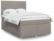 vidaXL Pat box spring cu saltea, gri taupe, 140x200 cm, textil