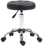 HOMCOM Scaun Rotativ cu Roti, Rotund, Scaun pentru Coafor și Estetician cu Înălțime Ajustabilă, Tapițat în Piele Ecologică, Ø35.5x51-67 cm, Negru