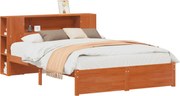 vidaXL Cadru de pat cu tablie de depozitare Maroniu cerat 140 x 190 cm