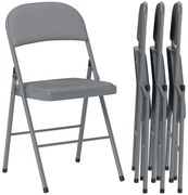 HOMCOM Set de 4 scaune pliante și portabile interior cu șezut și spătar tapitate în catifea, cadru din oțel, gri deschis | Aosom Romania
