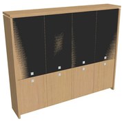 Dulap înalt Verno 248 x 46 x 210 cm, uși combinate, stejar deschis / negru