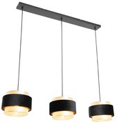 Lampă modernă cu pandantiv neagră cu auriu cu 3 lumini - Elif