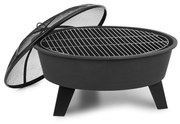Nolana, bol de foc 2-în-1, Ø73cm, arzător cu scânteie, Ø64cm, grill, oțel, negru