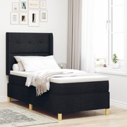 vidaXL Pat cu saltea cu arcuri cu saltea Negru 80 x 200 cm țesătură