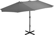vidaXL Umbrelă de soare cu stâlp din aluminiu, antracit, 460x270 cm