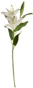 Floare artificială Lilie mare albă, două flori șiboboc, înălțime 84 cm