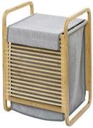 Cos de rufe cu suport și mânere din bambus, sac pentru rufe - 40 x 60 x 35 cm, WENKO